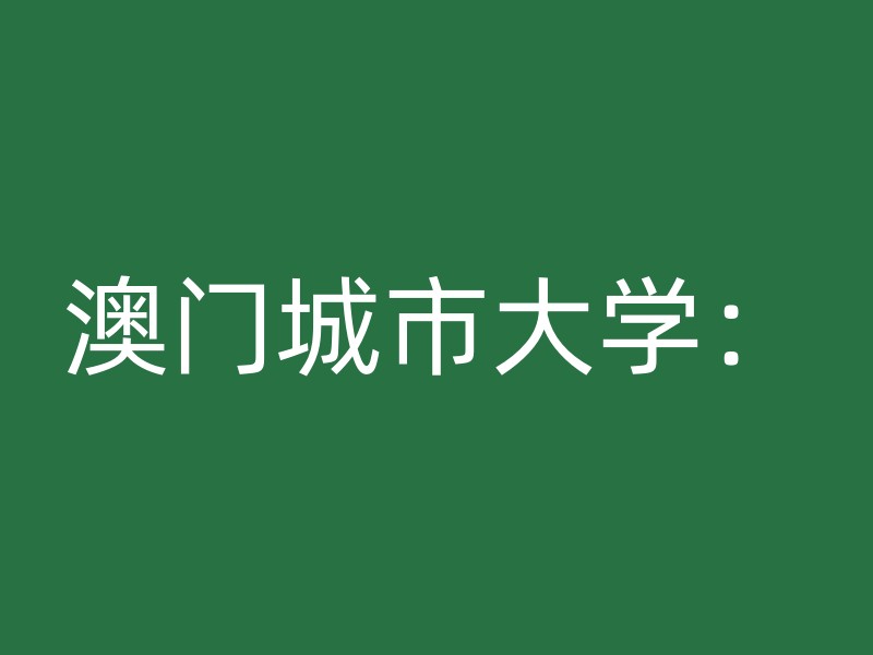 澳门城市大学：