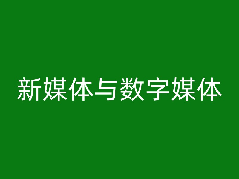 新媒体与数字媒体