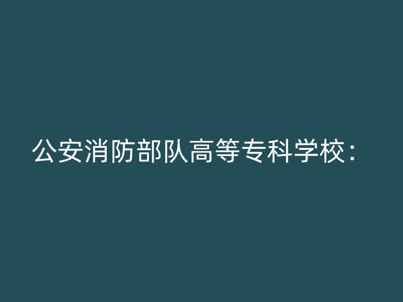 公安消防部队高等专科学校：