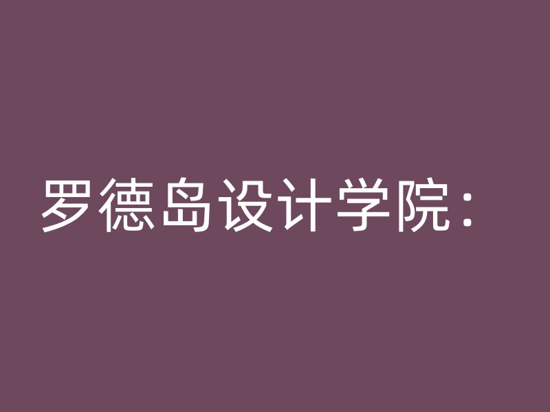 罗德岛设计学院：