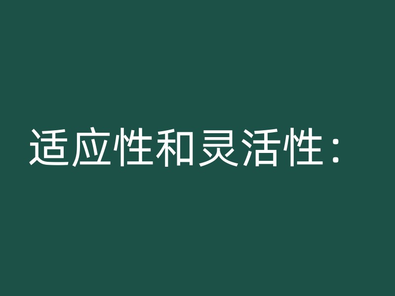 适应性和灵活性：