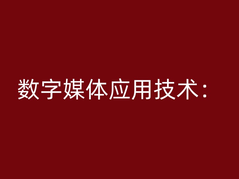 数字媒体应用技术：