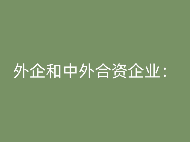 外企和中外合资企业：