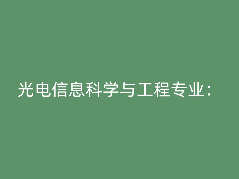 光电信息科学与工程专业：