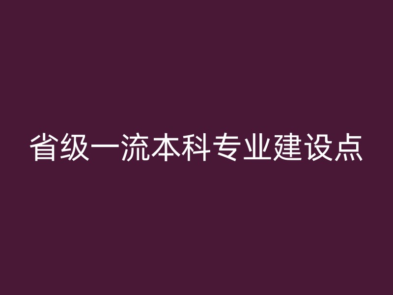 省级一流本科专业建设点