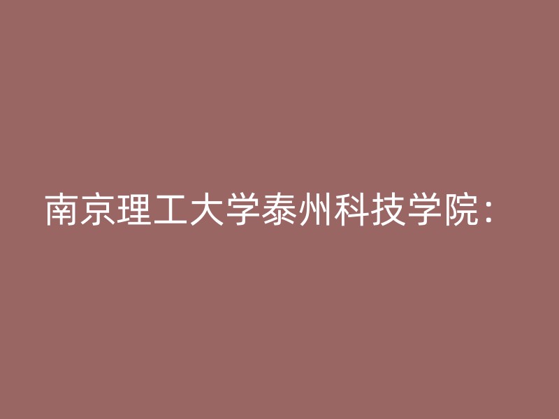 南京理工大学泰州科技学院：