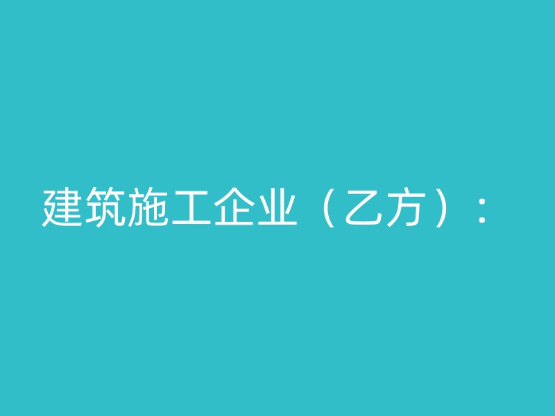 建筑施工企业（乙方）：