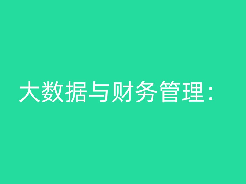 大数据与财务管理：