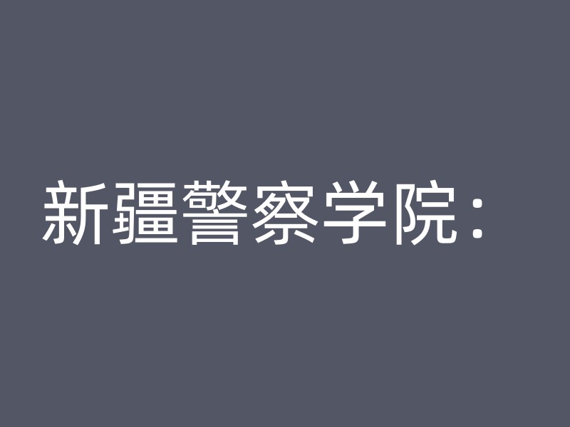 新疆警察学院：