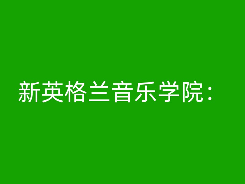 新英格兰音乐学院：