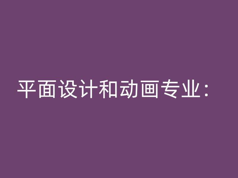 平面设计和动画专业：