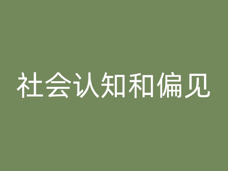 社会认知和偏见