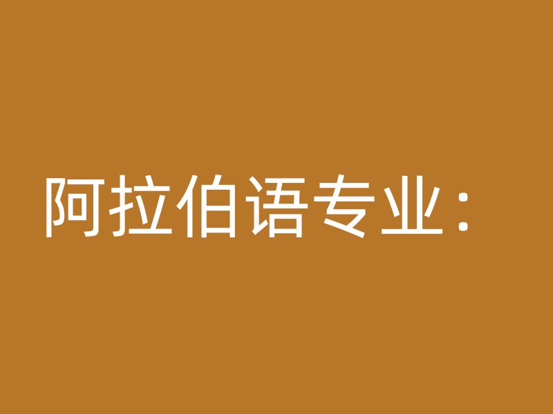 阿拉伯语专业：