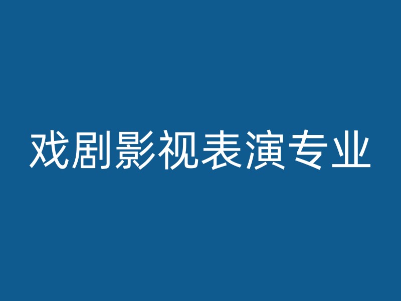 戏剧影视表演专业