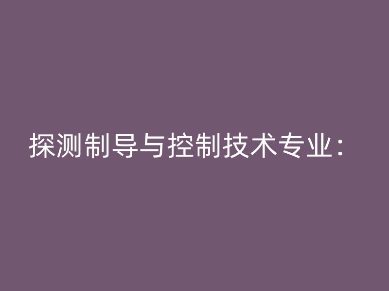 探测制导与控制技术专业：