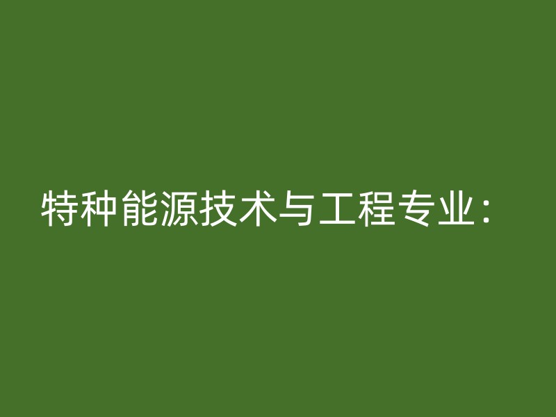 特种能源技术与工程专业：