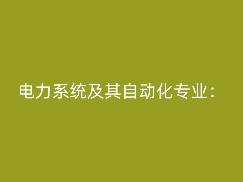 电力系统及其自动化专业：