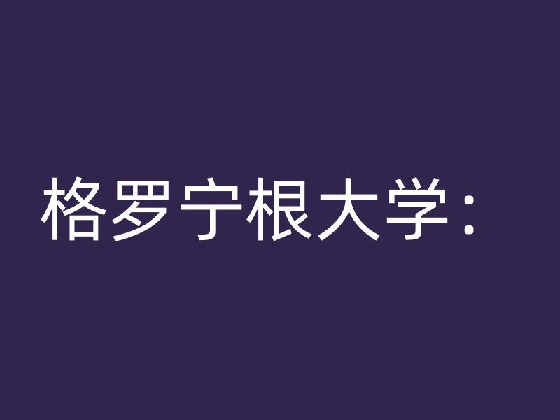 格罗宁根大学：