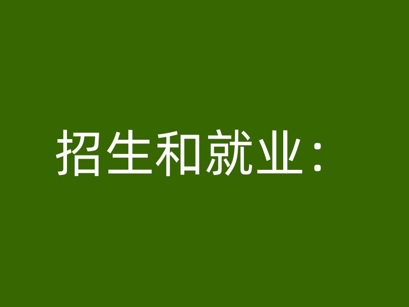 招生和就业：