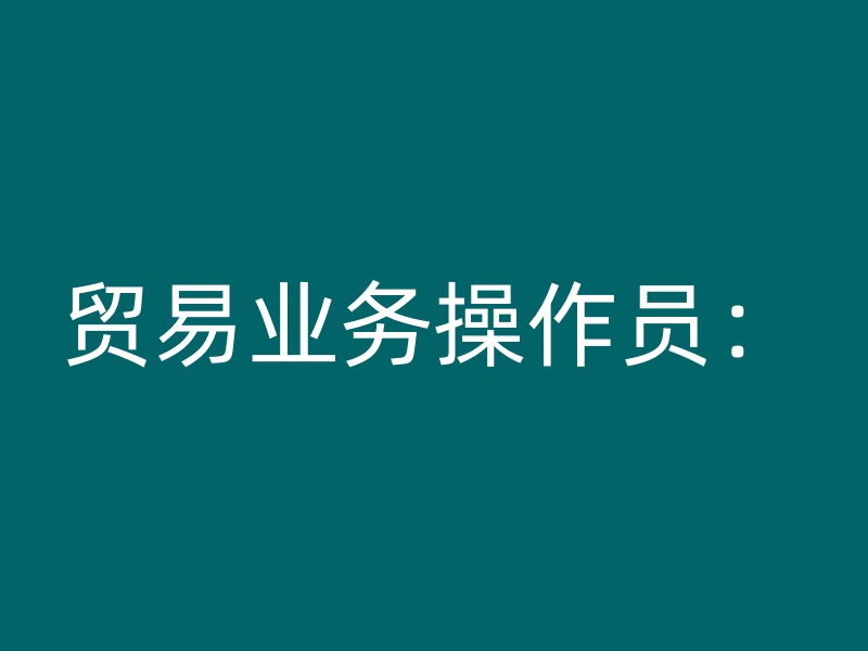 贸易业务操作员：