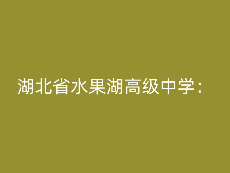 湖北省水果湖高级中学：