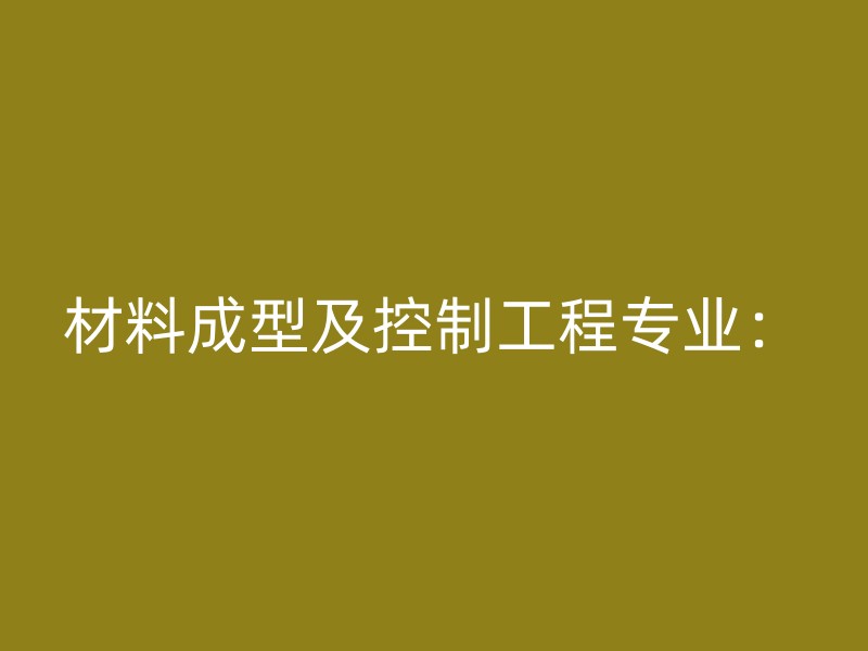 材料成型及控制工程专业：