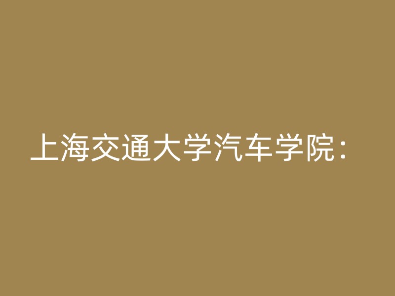 上海交通大学汽车学院：