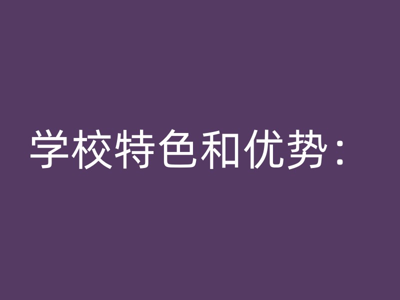 学校特色和优势：