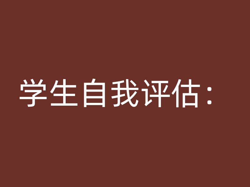 学生自我评估：