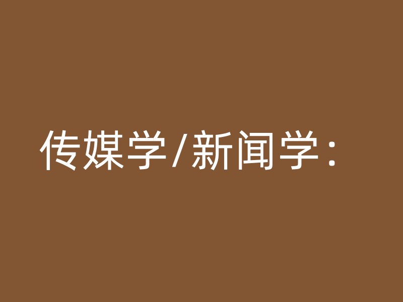 传媒学/新闻学：