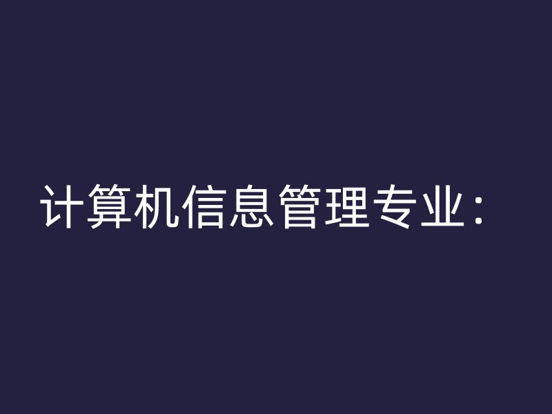 计算机信息管理专业：