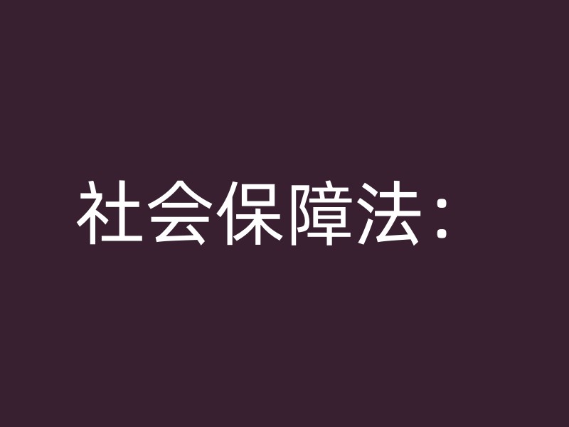 社会保障法：