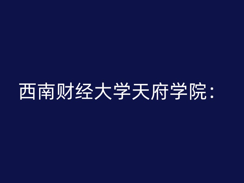 西南财经大学天府学院：