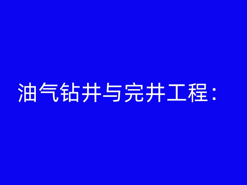 油气钻井与完井工程：