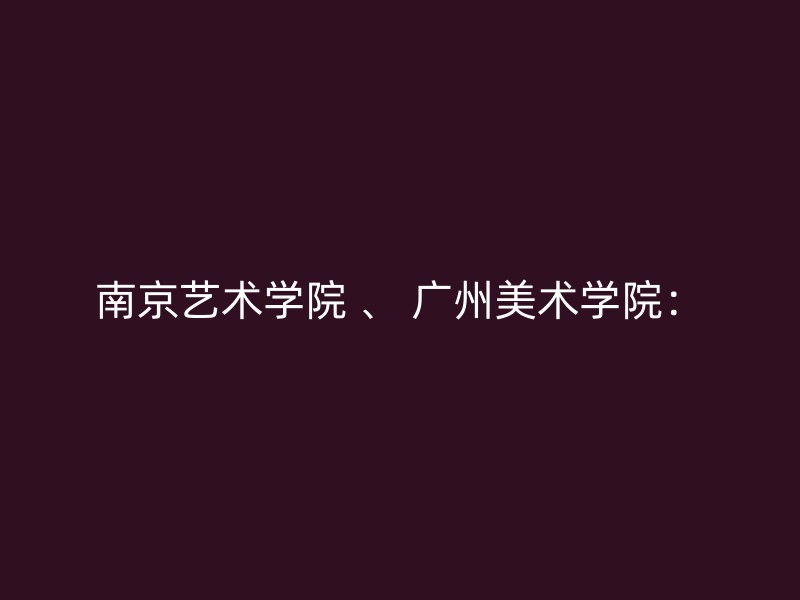 南京艺术学院 、 广州美术学院：