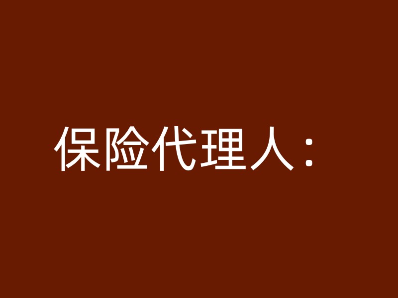 保险代理人：