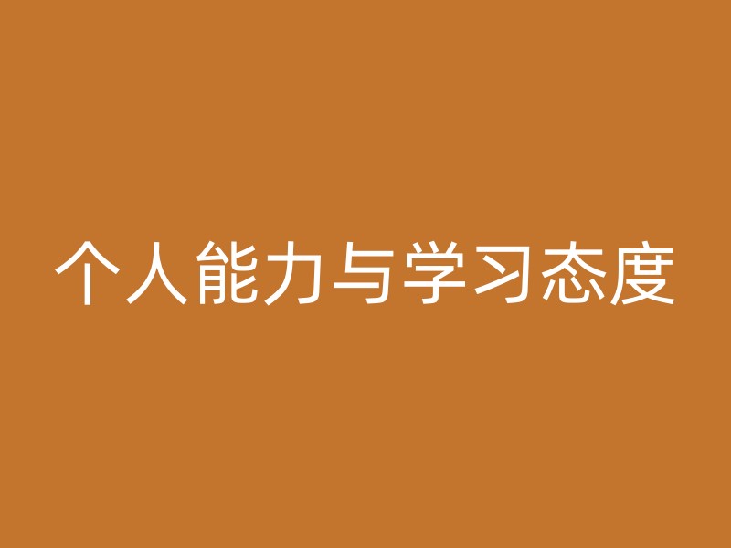 个人能力与学习态度