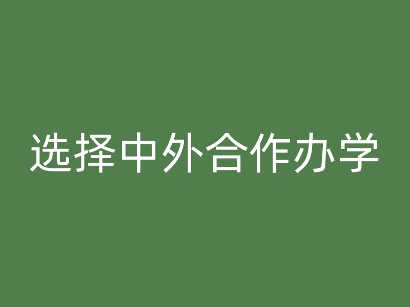 选择中外合作办学