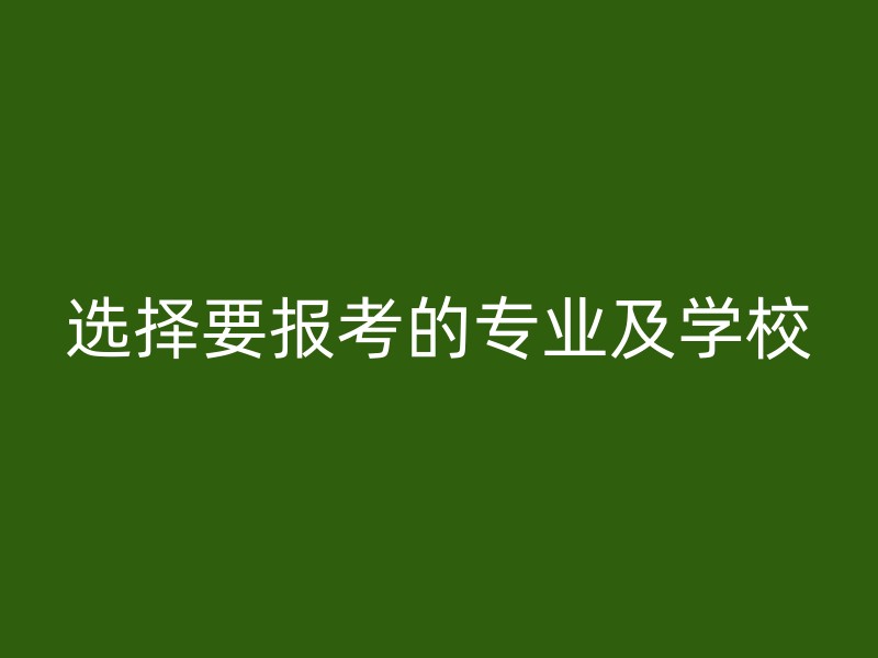 选择要报考的专业及学校