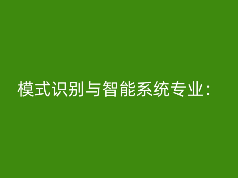 模式识别与智能系统专业：