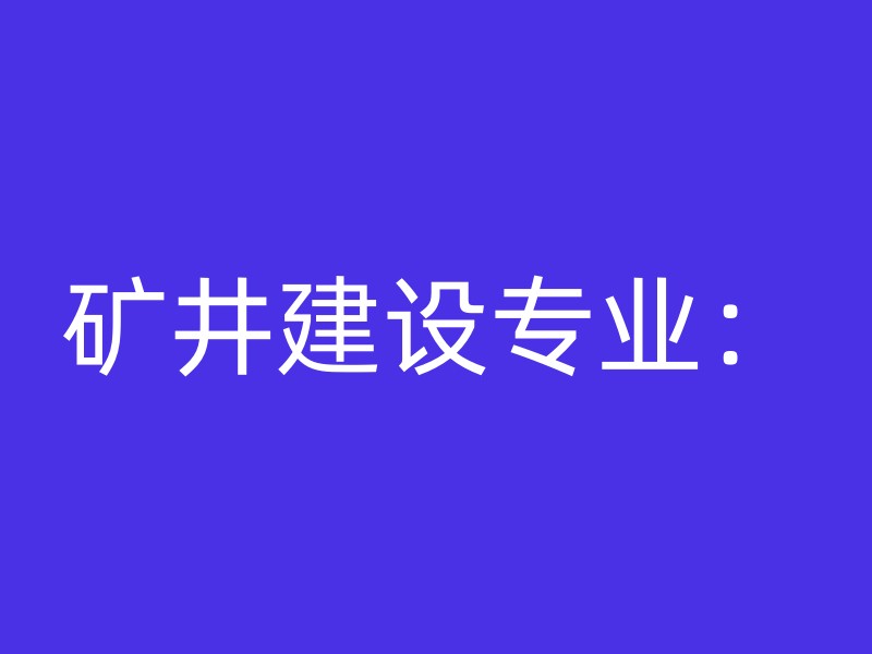 矿井建设专业：