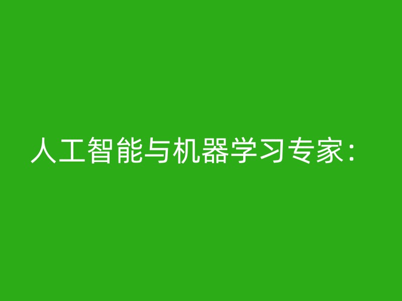 人工智能与机器学习专家：