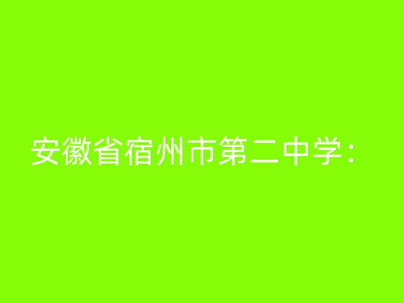 安徽省宿州市第二中学：