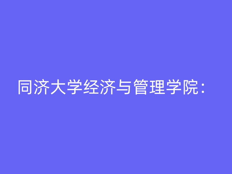 同济大学经济与管理学院：