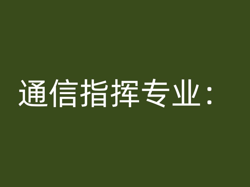 通信指挥专业：