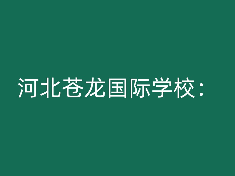 河北苍龙国际学校：