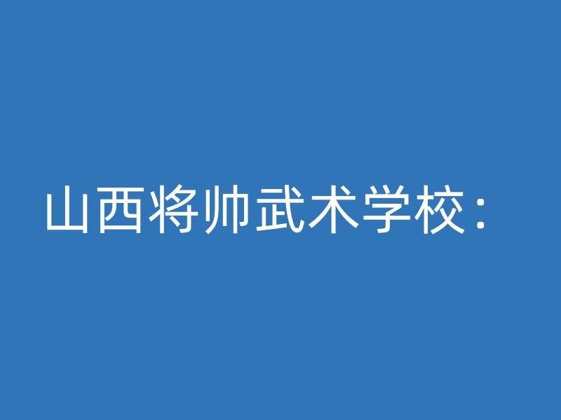 山西将帅武术学校：