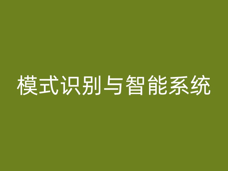 模式识别与智能系统