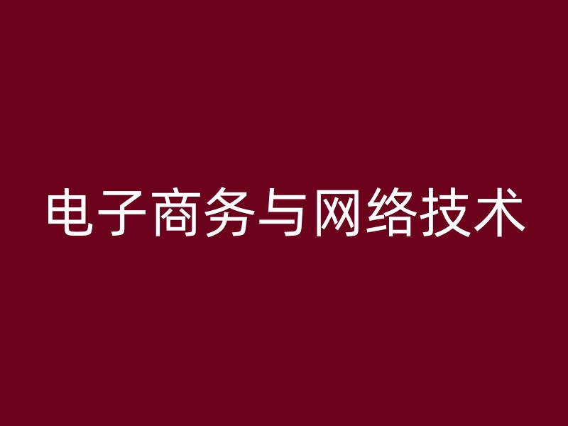 电子商务与网络技术