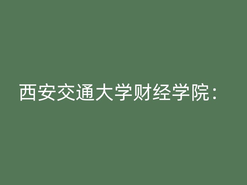 西安交通大学财经学院：